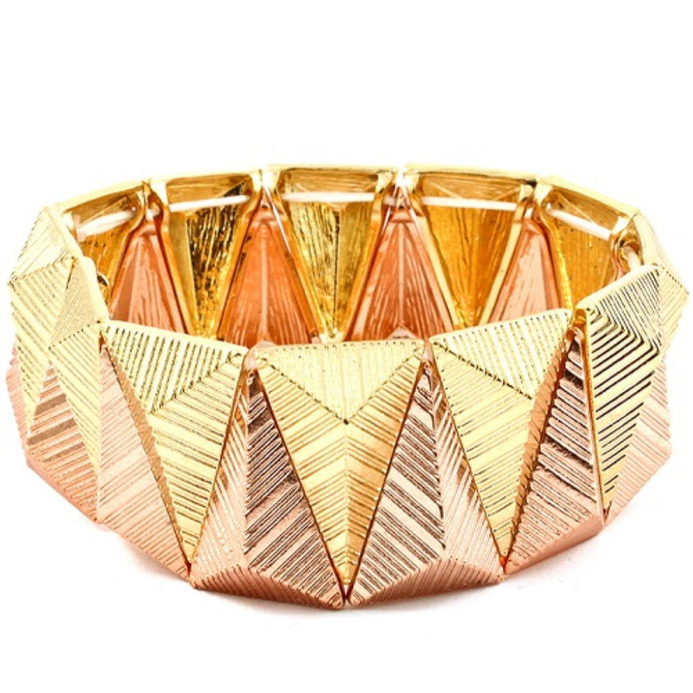 Gold Tone Pyramid Stretch Bangle Bracelet